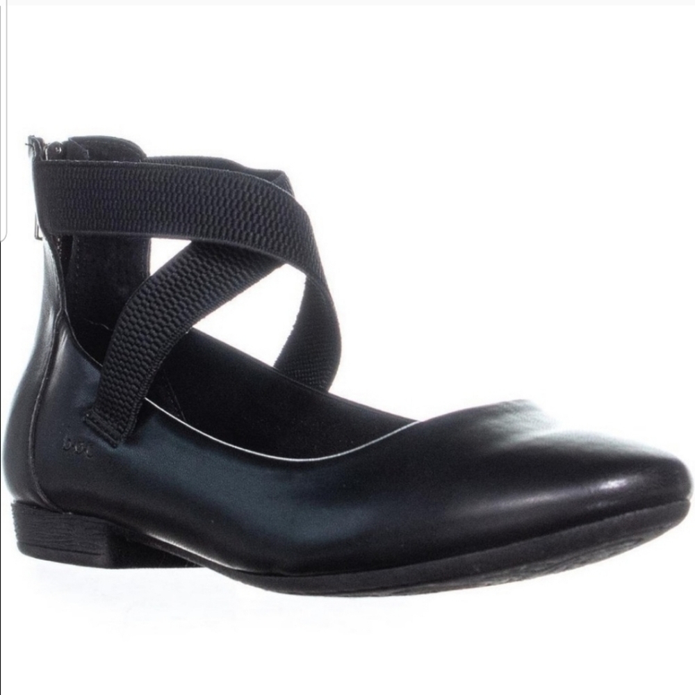 Black Born flats with criss-cross ankle straps